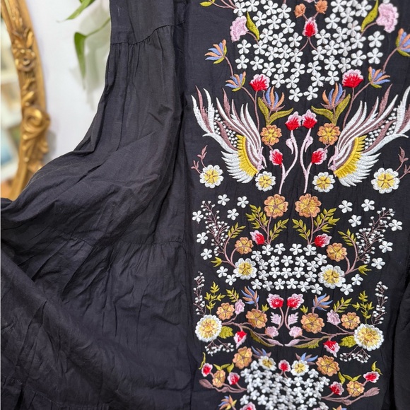 Anthropologie Samant Chauman | Embroidered Floral Maxi Dress sz 8 - Picture 4 of 7